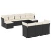 vidaXL 10 Piece Garden Sofa Set with Cushions Black Poly Rattan