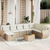 vidaXL 9 Piece Garden Sofa Set with Cushions Beige Poly Rattan