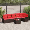 vidaXL Garden Sofa Set with Cushion 7 pcs Brown Poly Rattan