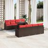 vidaXL Garden Sofa Set with Cushion 7 pcs Brown Poly Rattan