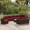 vidaXL 10 Piece Garden Lounge Set with Cushions Poly Rattan Brown