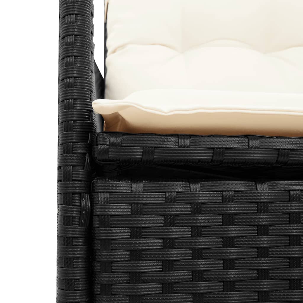 vidaXL 11 Piece Garden Bistro Set with Cushions Black Poly Rattan