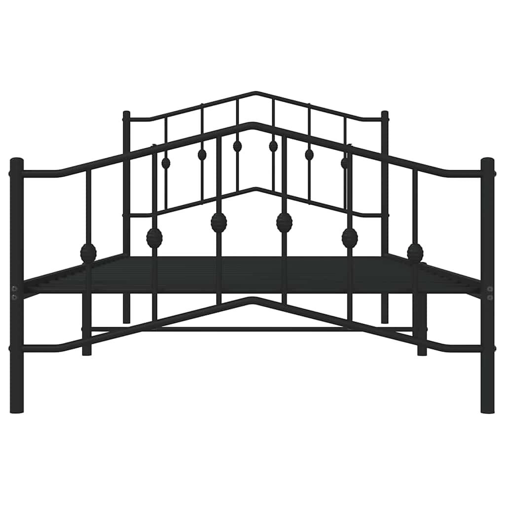 vidaXL Metal Bed Frame without Mattress with Footboard Black 100x200cm