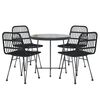 vidaXL 5 Piece Garden Dining Set Black Poly Rattan