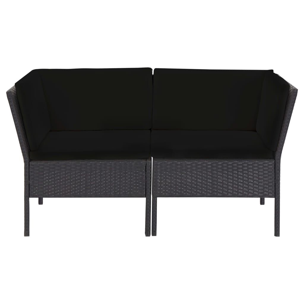 vidaXL 6 Piece Garden Lounge Set with Cushions Poly Rattan Black