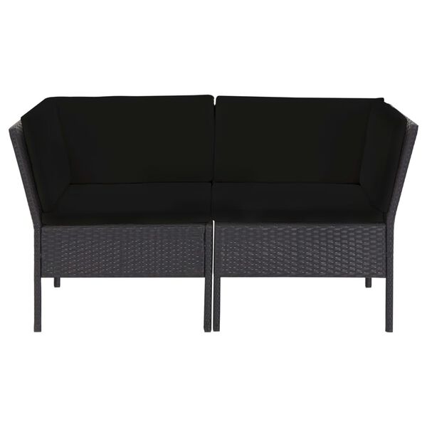 vidaXL 6 Piece Garden Lounge Set with Cushions Poly Rattan Black