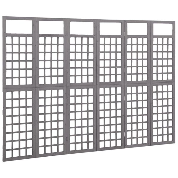 vidaXL 6-Panel Room Divider/Trellis Solid Fir Wood Grey 242.5x180 cm