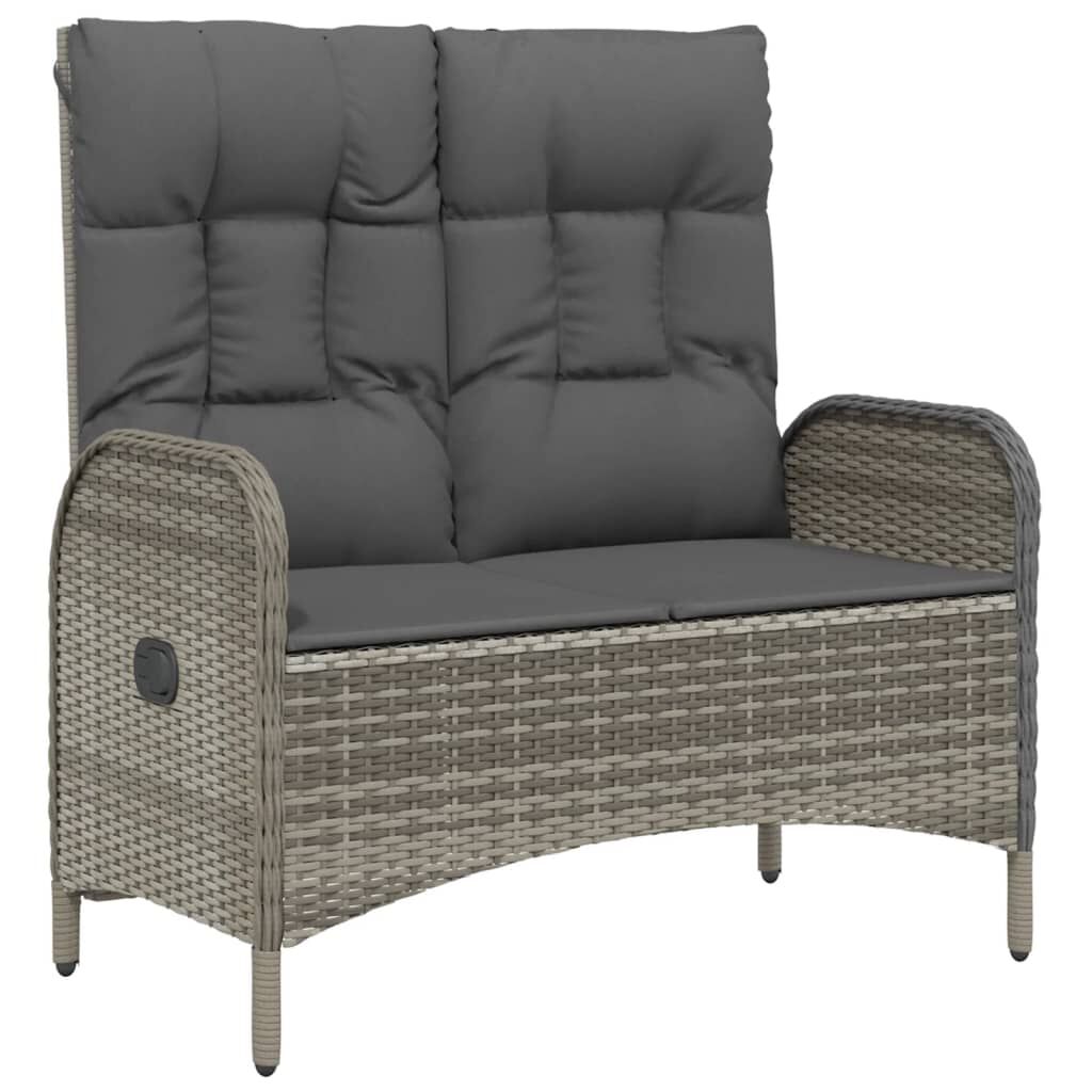 vidaXL 5 Piece Garden Dining Set with Cushions Grey Poly Rattan
