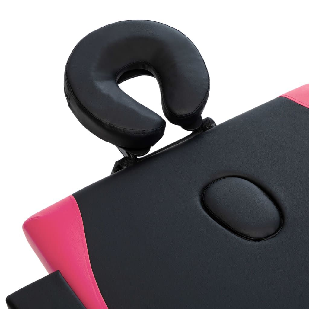 vidaXL Foldable Massage Table 2 Zones Wood Black and Pink