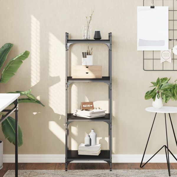 vidaXL Bookcase 4-Tier Black 40x30x120 cm Engineered Wood