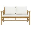 vidaXL Garden Bench with Cream White Cushions Bamboo