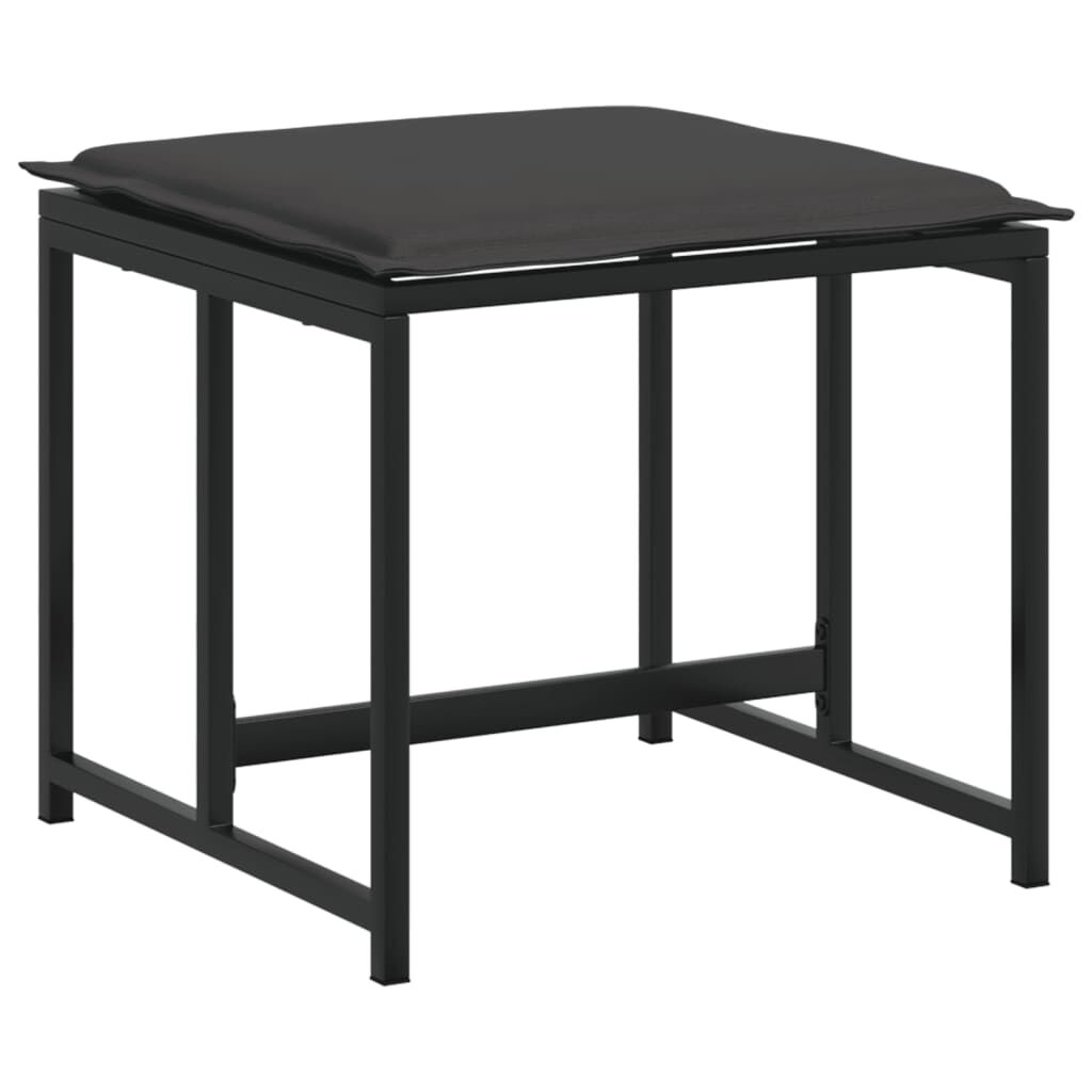 vidaXL 9 Piece Garden Dining Set with Cushions Black Textilene