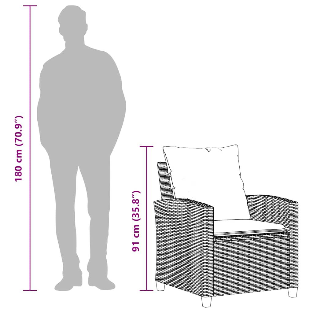 vidaXL 4 Piece Garden Sofa Set with Cushions Grey Poly Rattan