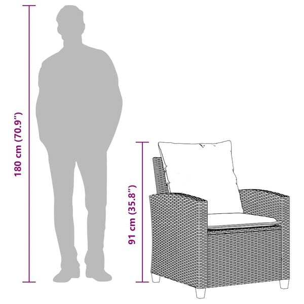vidaXL 4 Piece Garden Sofa Set with Cushions Grey Poly Rattan