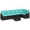 vidaXL Garden Sofa Set 7 pcs Black Poly Rattan