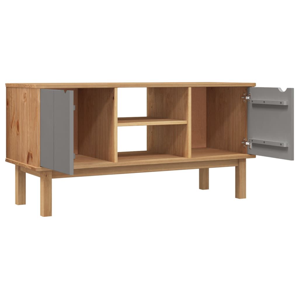 vidaXL TV Cabinet OTTA Brown and Grey 113.5x43x57 cm Solid Wood Pine