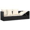 vidaXL Outdoor Lounge Bed with Cushions Black Poly Rattan