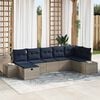 vidaXL Garden Sofa Set with Cushion 7 pcs Grey Poly Rattan