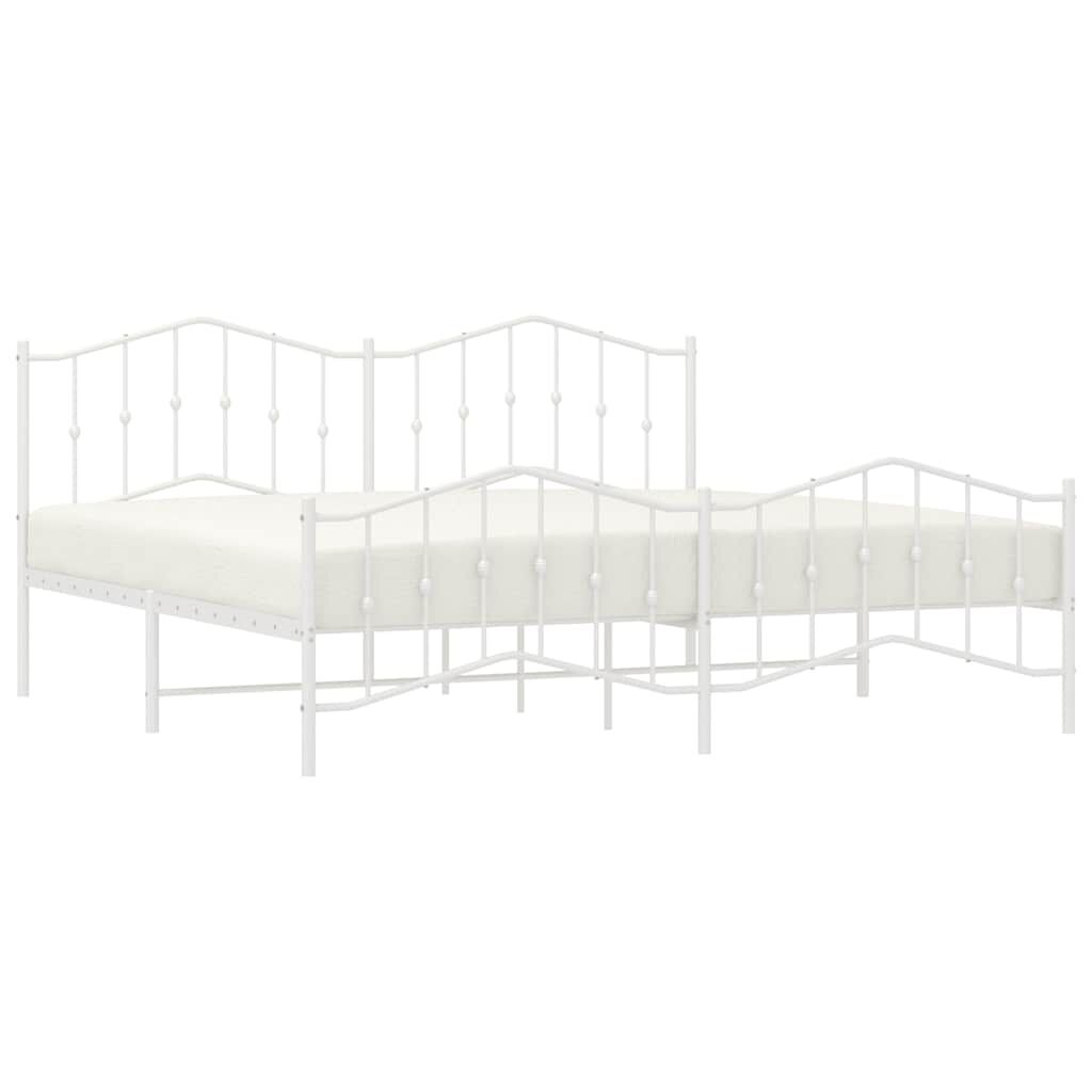 vidaXL Metal Bed Frame without Mattress with Footboard White 193x203cm