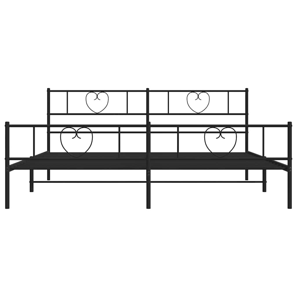 vidaXL Metal Bed Frame without Mattress with Footboard Black 193x203cm
