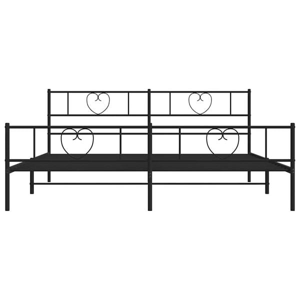vidaXL Metal Bed Frame without Mattress with Footboard Black 193x203cm