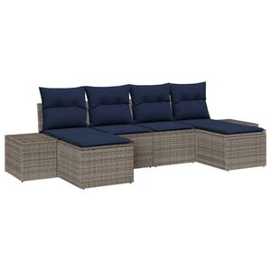 vidaXL Garden Sofa Set with Cushion 6 pcs Grey Poly Rattan