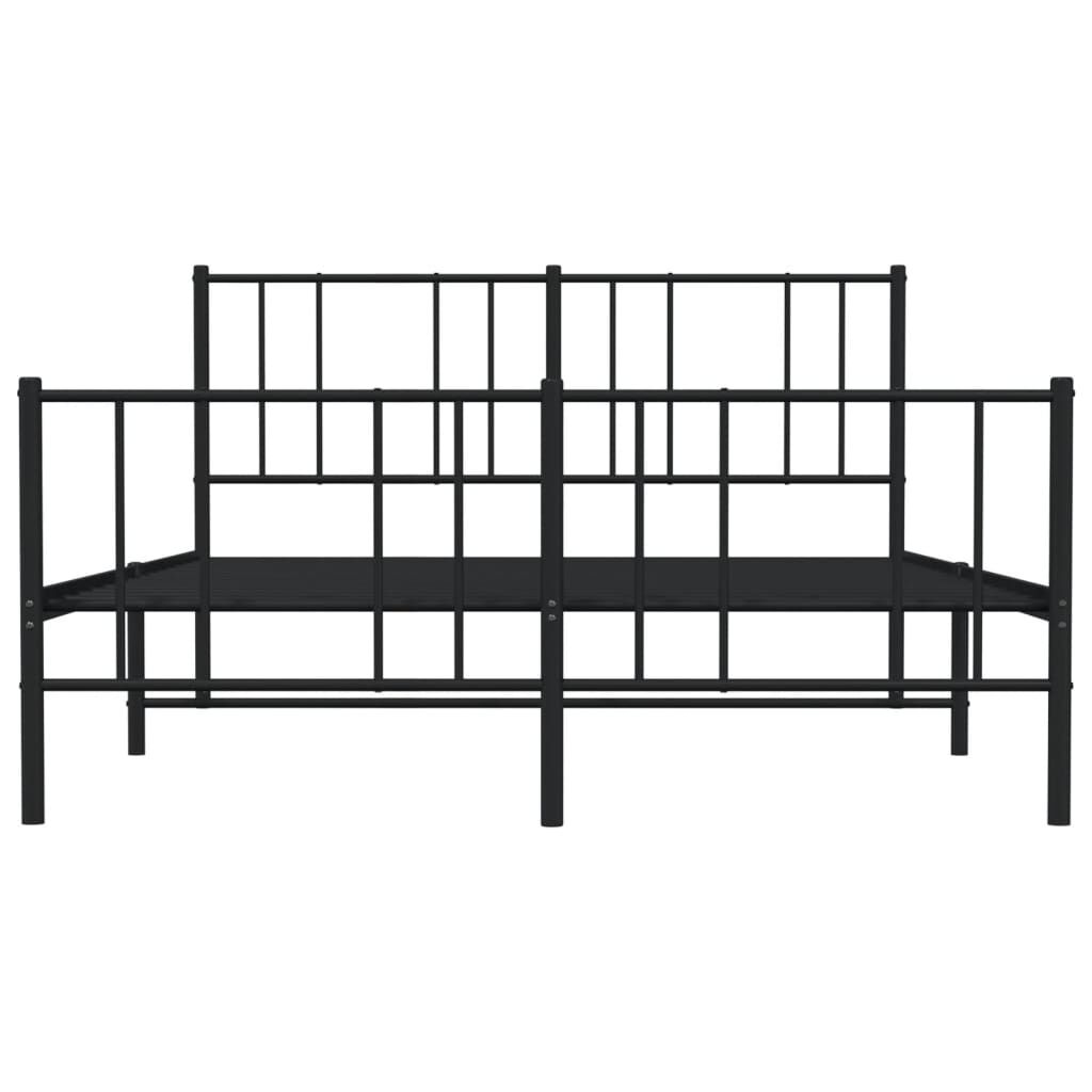 vidaXL Metal Bed Frame without Mattress with Footboard Black 150x200cm