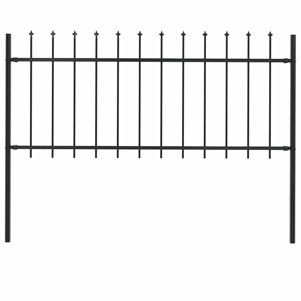 vidaXL Garden Fence with Spear Top Steel 1.8 m Black