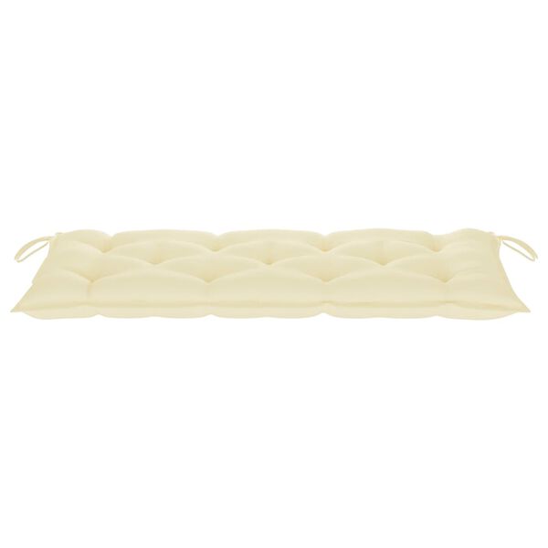 vidaXL Batavia Bench with Cream White Cushion 120 cm Solid Teak Wood