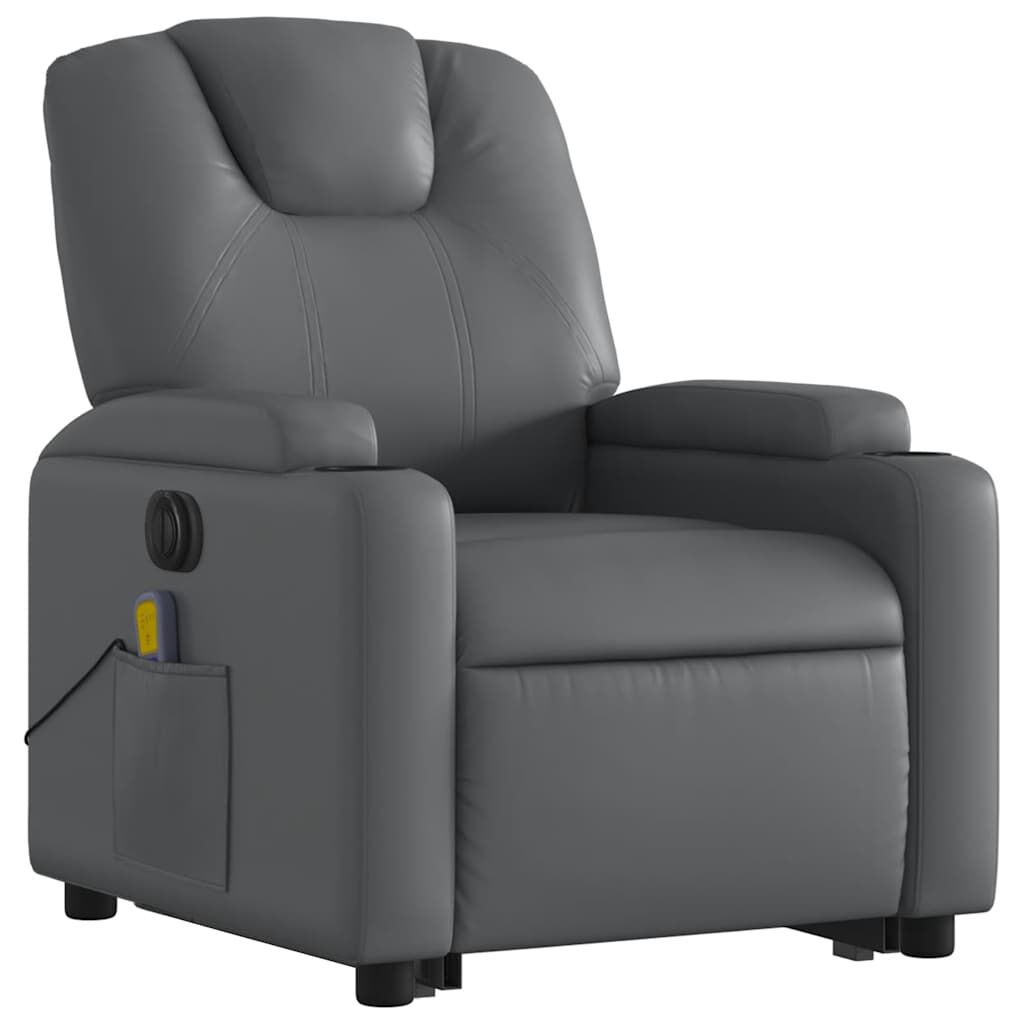 vidaXL Electric Stand up Massage Recliner Chair Grey Faux Leather