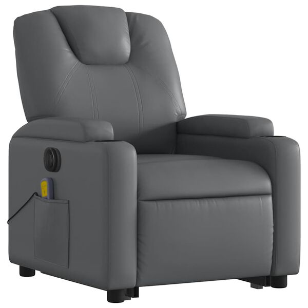 vidaXL Electric Stand up Massage Recliner Chair Grey Faux Leather