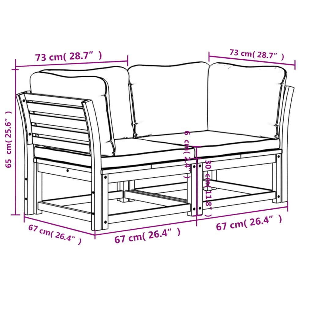 vidaXL Garden Sofa with Cushions 2-Seater Solid Wood Acacia