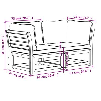 vidaXL Garden Sofa with Cushions 2-Seater Solid Wood Acacia