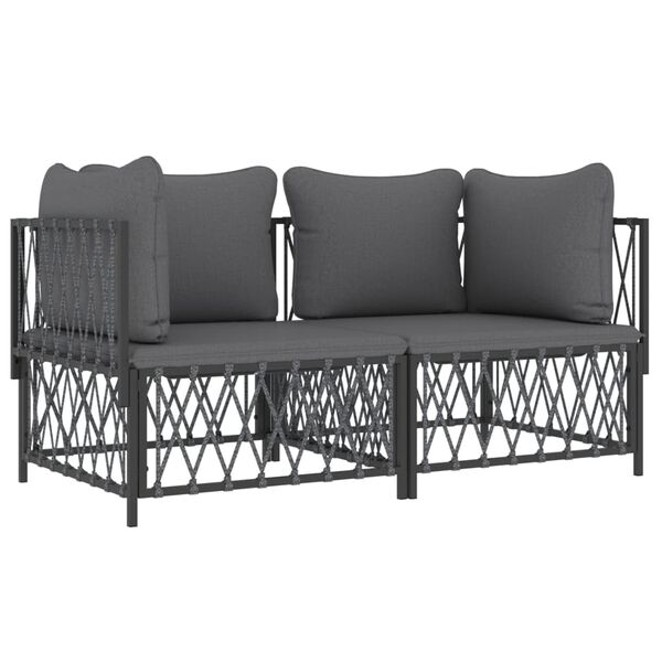 vidaXL 2 Piece Garden Lounge Set with Cushions Anthracite Steel