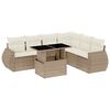 vidaXL 7 Piece Garden Sofa Set with Cushions Beige Poly Rattan