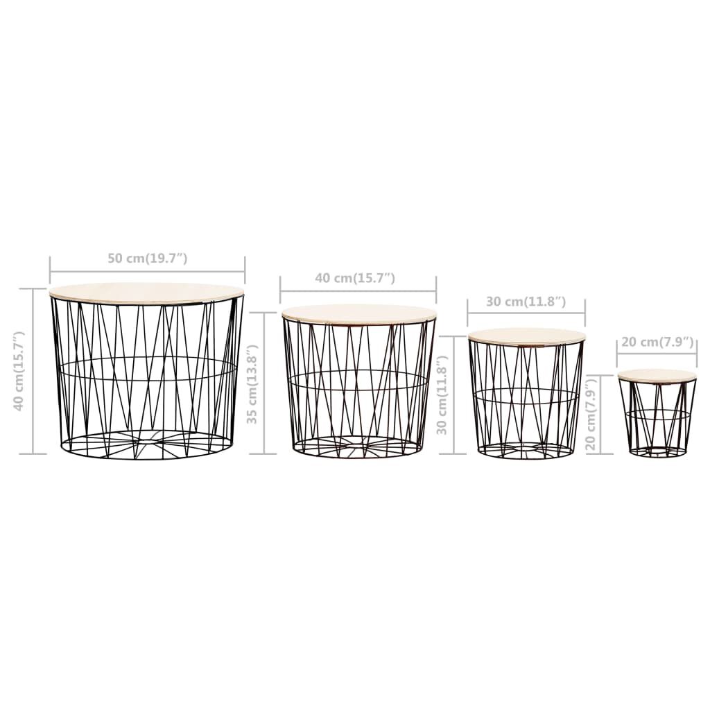 vidaXL Coffee Table 4 pcs Black