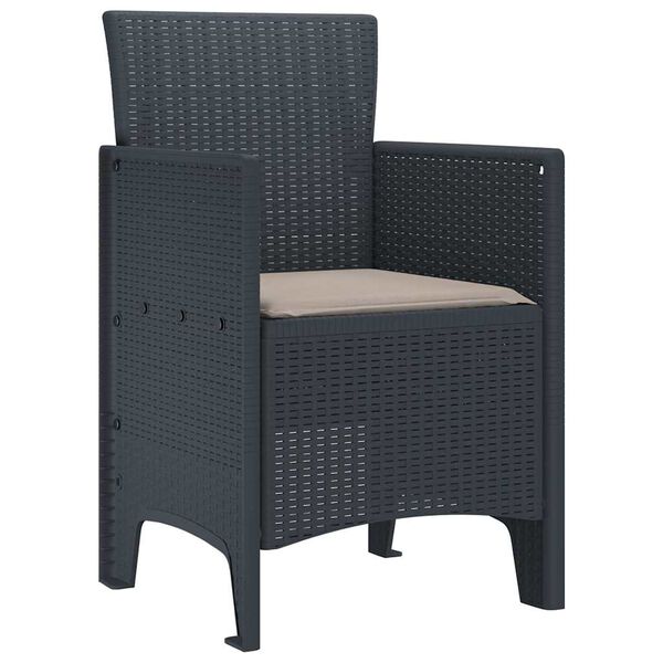 vidaXL Garden Chair 2 pcs Anthracite 53 x 49 x 85 cm PP