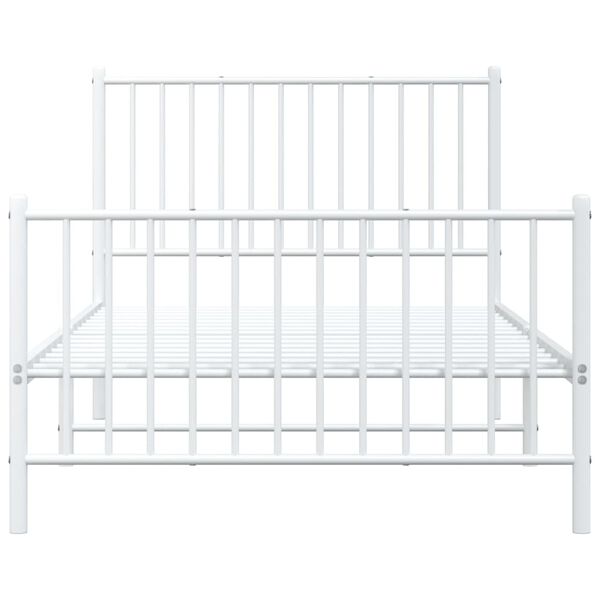 vidaXL Metal Bed Frame without Mattress with Footboard White 100x190cm