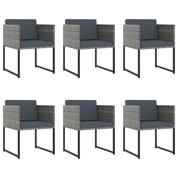 vidaXL 11 Piece Garden Dining Set with Cushions Poly Rattan Grey