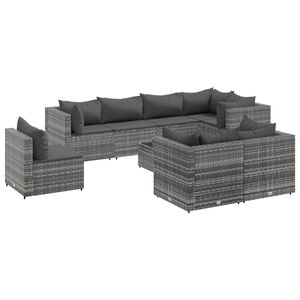 vidaXL 8 Piece Garden Lounge Set with Cushions Grey Poly Rattan