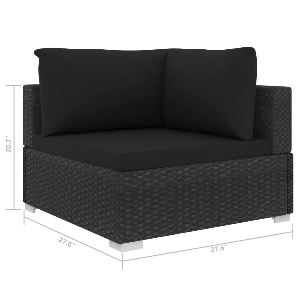vidaXL 10 Piece Garden Lounge Set with Cushions Poly Rattan Black