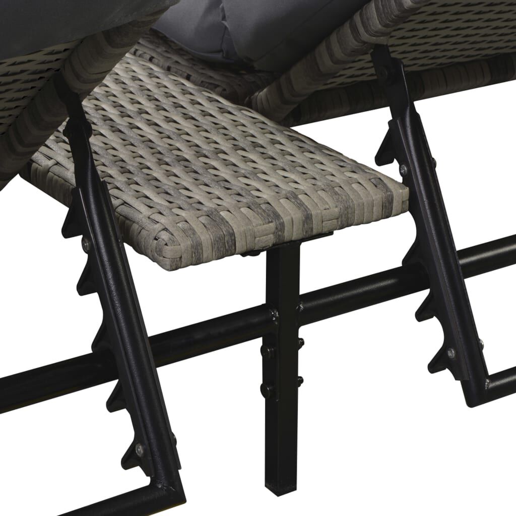 vidaXL Double Sun Lounger with Cushion Poly Rattan Grey