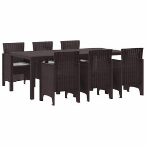 vidaXL Garden Dining Set 7 pcs Brown Polt rattan