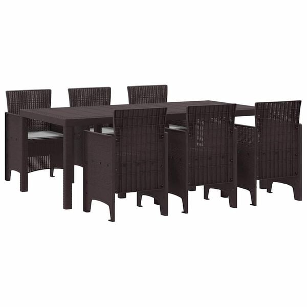 vidaXL Garden Dining Set 7 pcs Brown Polt rattan