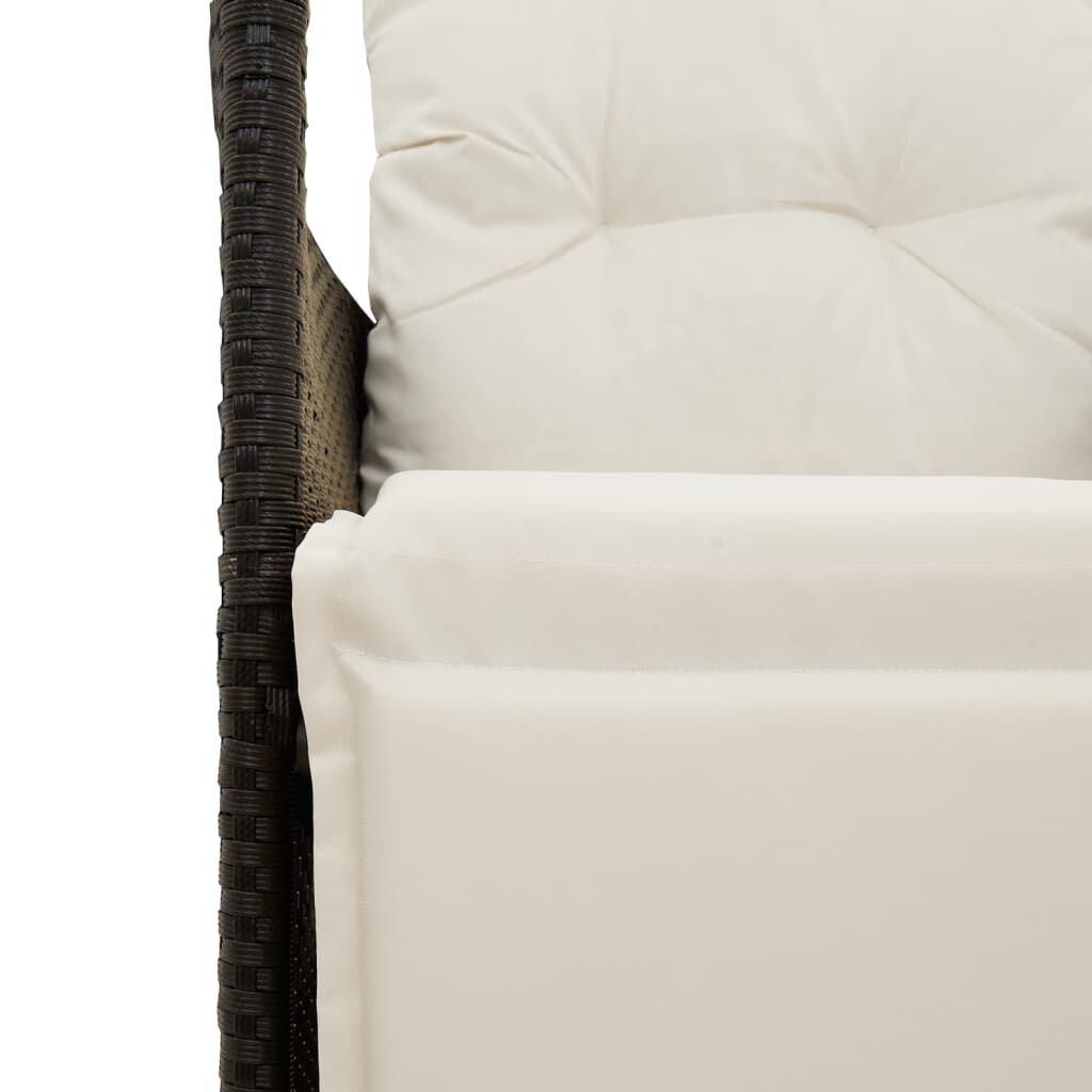 vidaXL 3 Piece Bistro Set with Cushions Black Poly Rattan