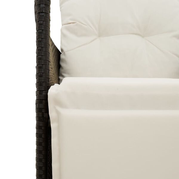vidaXL 3 Piece Bistro Set with Cushions Black Poly Rattan