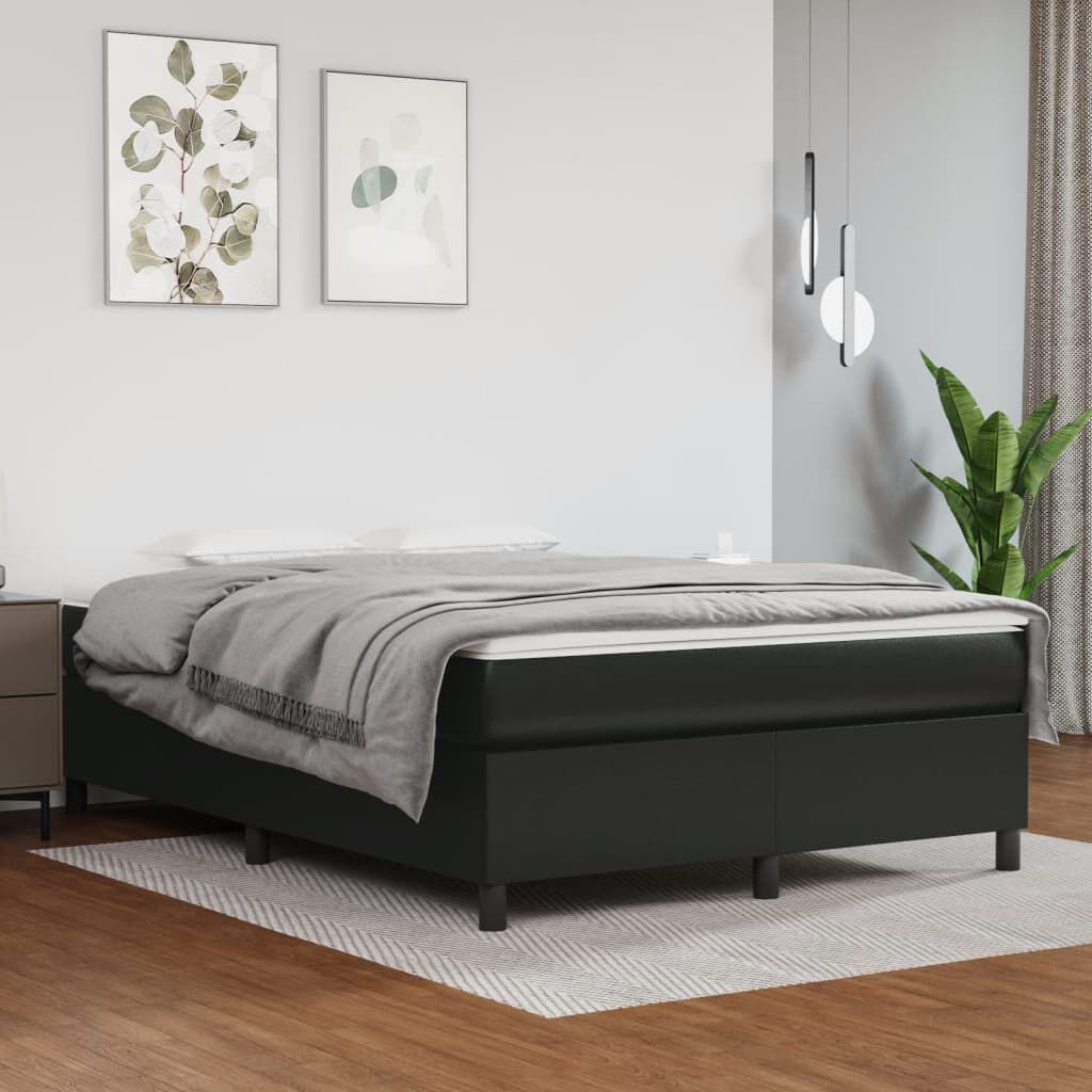 vidaXL Bed Frame without Mattress Black Queen Faux Leather