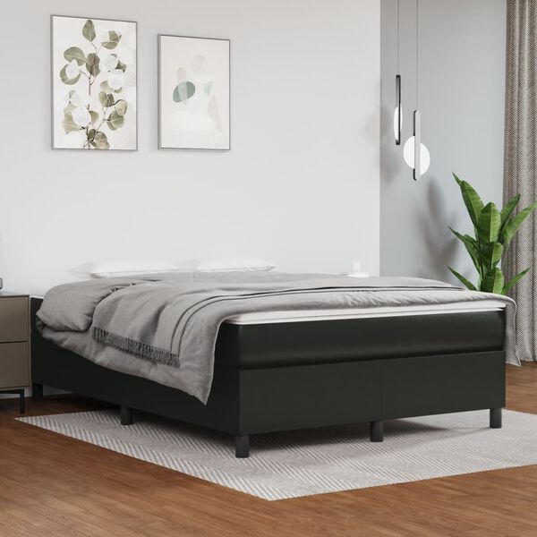 vidaXL Bed Frame without Mattress Black Queen Faux Leather