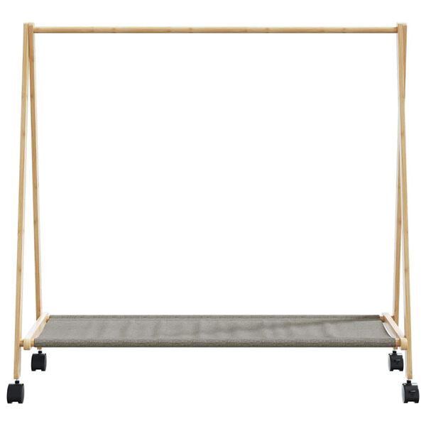 vidaXL Clothes Rack with Shelves and Wheels 106x34x106.5 cm Bamboo