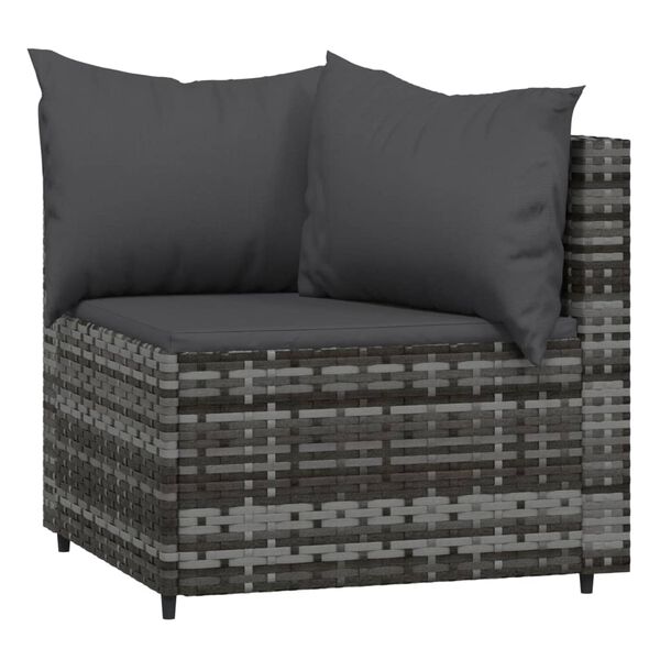 vidaXL 4 Piece Garden Lounge Set with Cushions Grey Poly Rattan